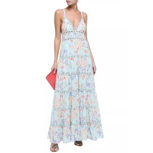 Alice + Olivia Karolina Blue Multi Crochet Maxi Dress 0